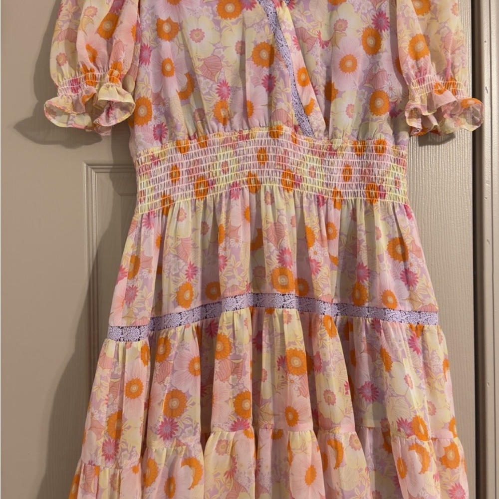 Floral Dress with Pink and Orange Flowers